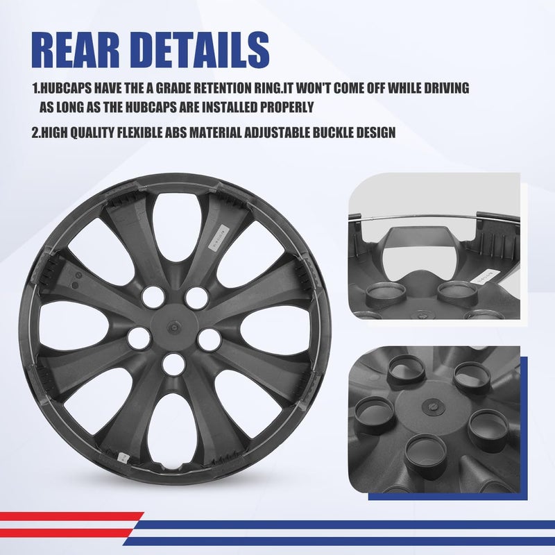 Winjet Wheel Covers Replacements Fits16 Inch Hubcaps for [2009-2025 Toyota Corolla] & [2009-2014 Toyota Matrix] Wheel Rim Covers, Only Fit for Iron Hub - Steel Wheel (16 Inch Set of 4, Lacquer) - Image 4
